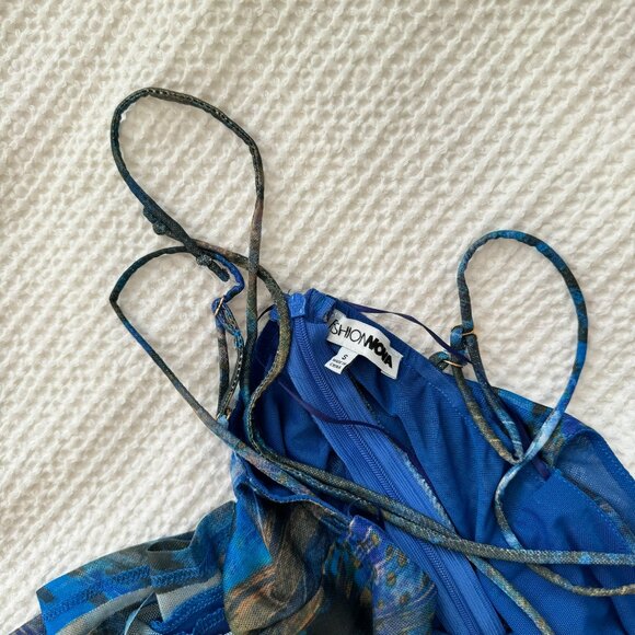 Fashion Nova What You're Missing Mesh Jumpsuit - Blue/combo - Picture 5 of 6